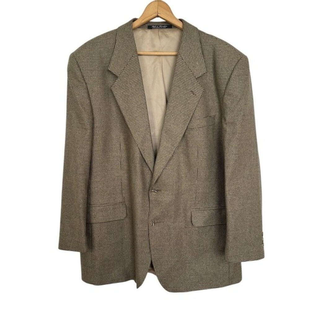 Tailors Row Deansgate Blazer Houndstooth Silk Wool Blend Sport Coat Mens‎ 44R